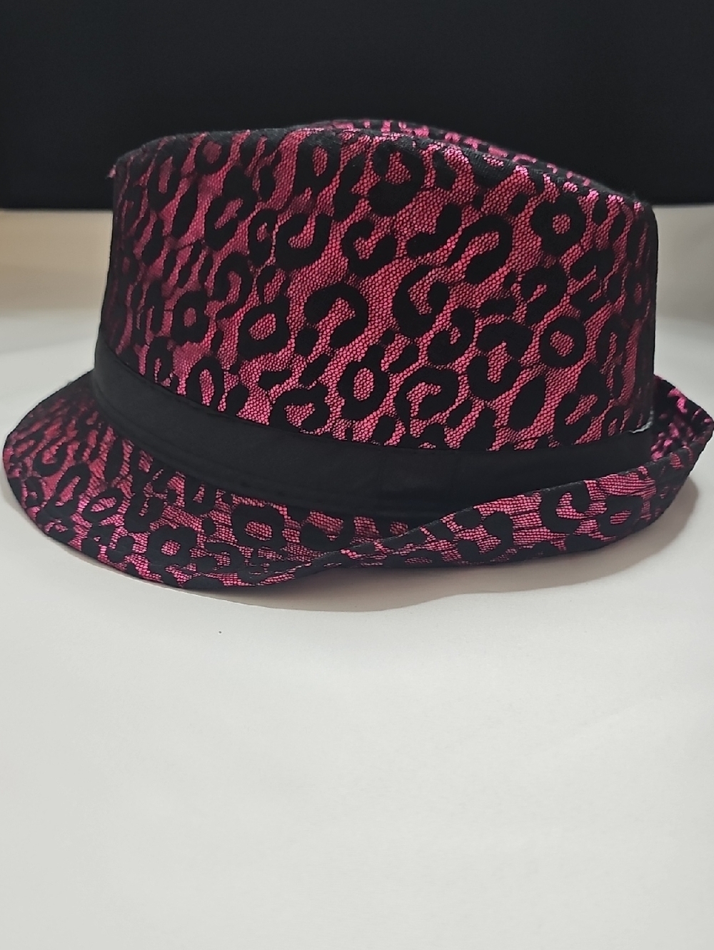 Stylish Fun Accent Pink and Black Leopard Print Hat - Picture 3 of 4